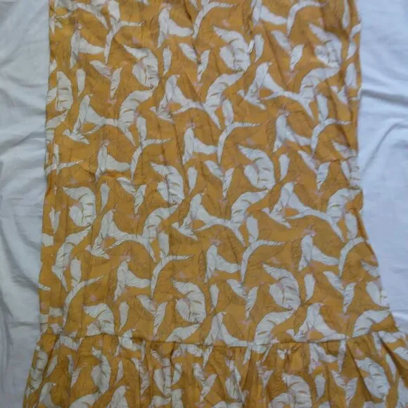 Nine West Textured Tiered Dress Sleeveless Yellow Summer Lined Womens Large - Picture 4 of 14